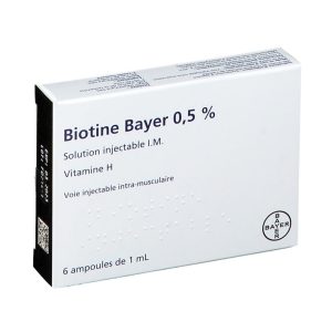 Biotine Bayer 0.5% Vitamin H IM Injection (Pack of 6 x 1ml amps)